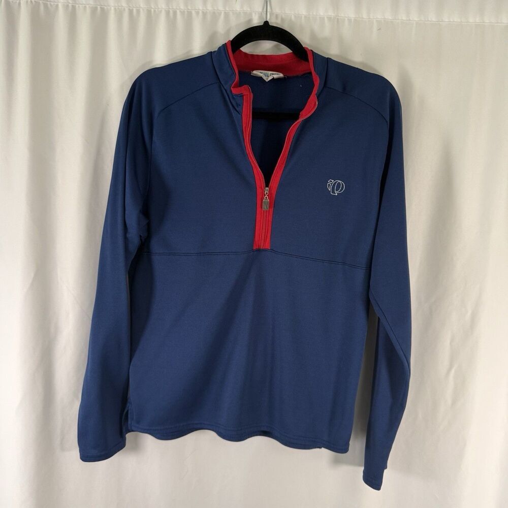 Pearl Izumi Cycling Jacket Men's Medium Solid Blue 1/4 Zip Pullover Long Sleeve
